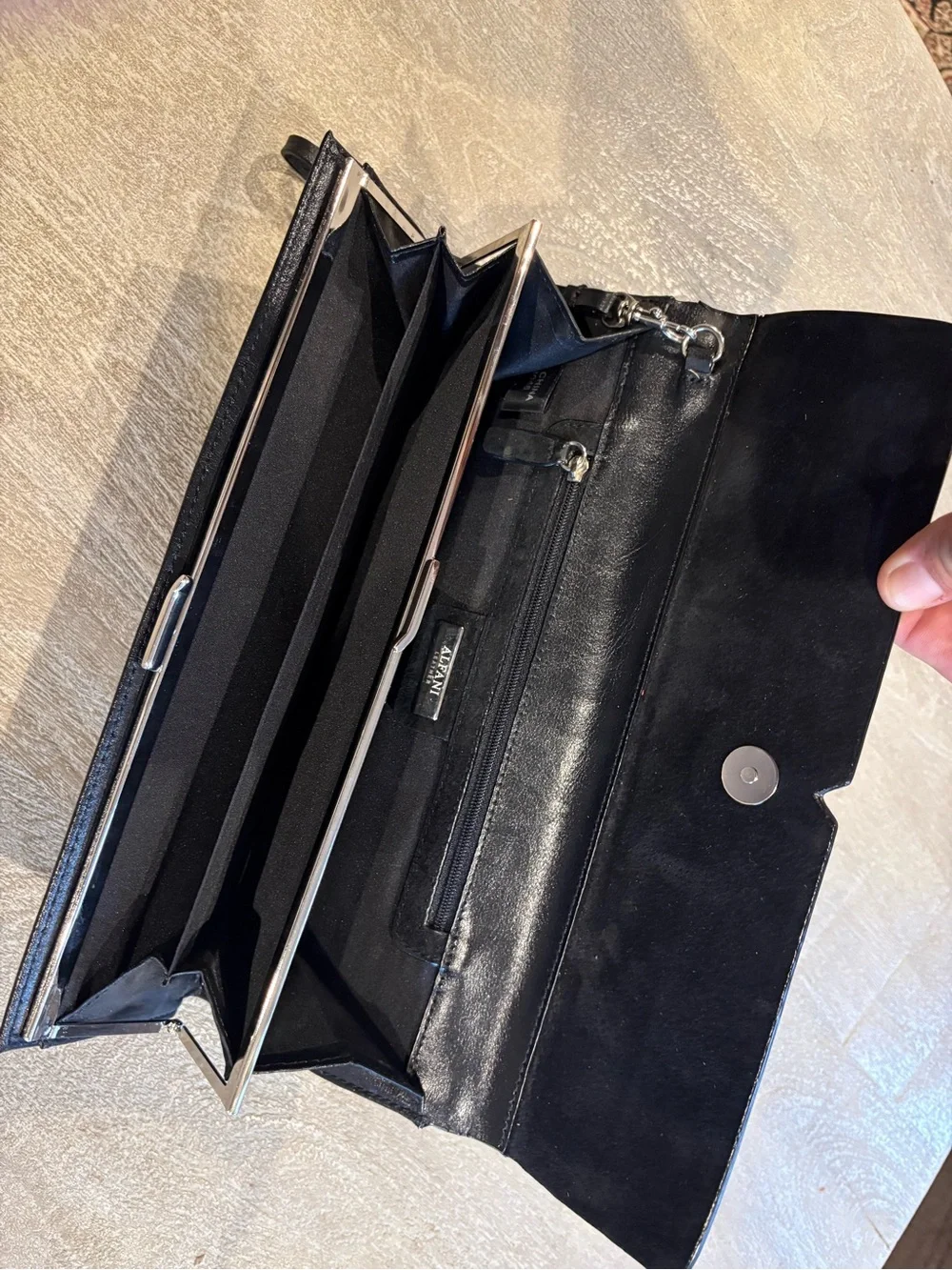 Black Leather Wristlet Clutch for Men - Sleek Travel Wallet